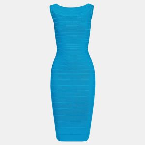Herve Leger Blue Bandage Knit Knee-Length Dress L, Dresses - Luxury Closet catalog