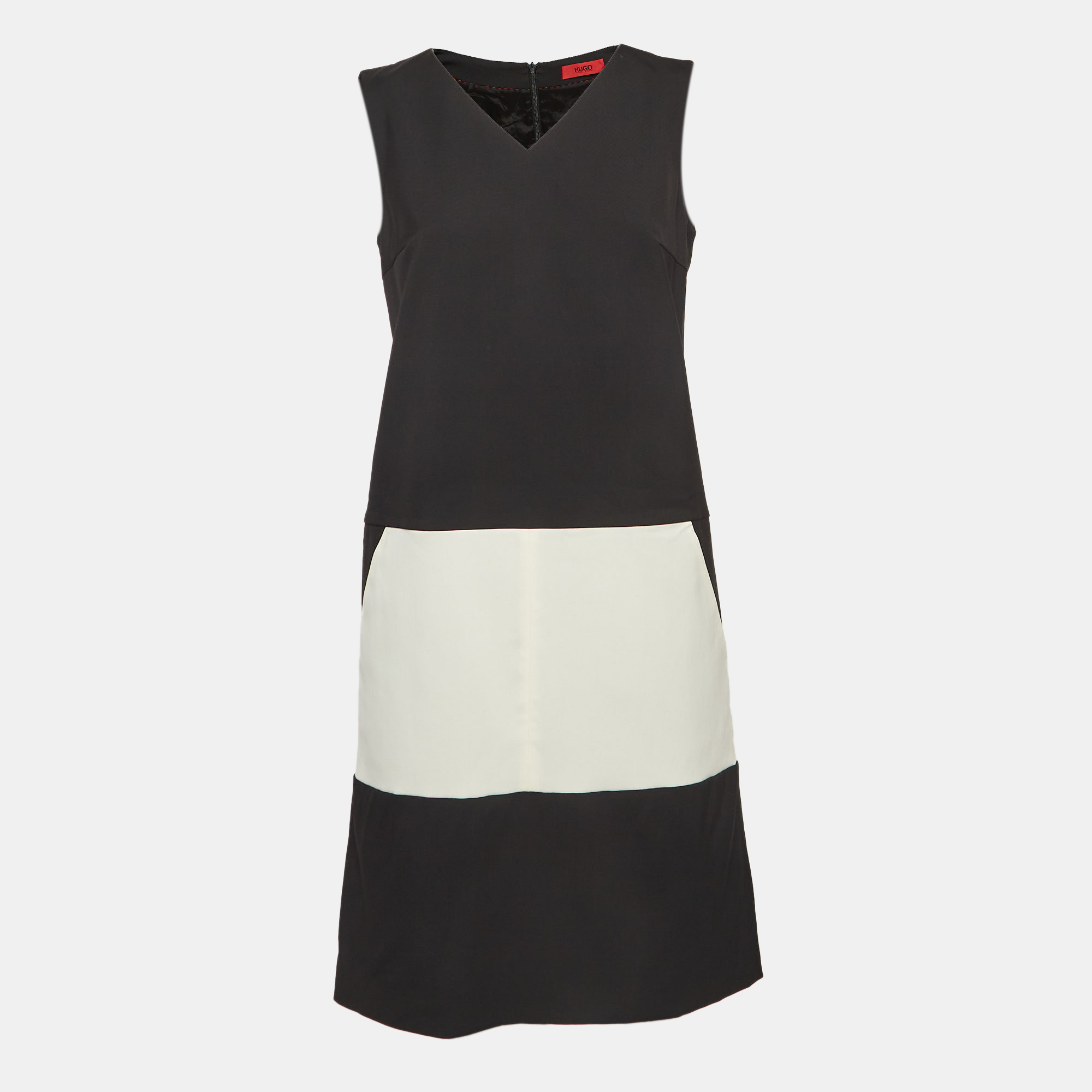 Hugo Boss Black/White Wool Twill Pocket Detail Sheath Dress M, Dresses - Luxury Closet catalog