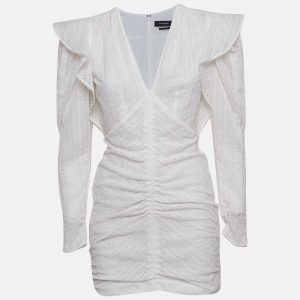 Isabel Marant White Eyelet Cotton Ruched Mini Dress S, Dresses - Luxury Closet catalog