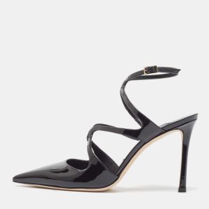 Jimmy Choo Black Patent Leather Azia Slingback Pumps Size 37.5, Pumps - Luxury Closet catalog
