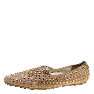 Jimmy Choo Beige Suede Wheel Crystal Studded Smoking Slippers Size 38.5, Loafers & Slip-Ons - Luxury Closet catalog