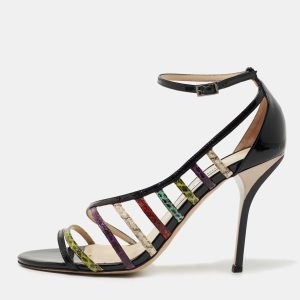Jimmy Choo Multicolor Patent and Water Snakeskin Sandals Size 39.5, Sandals - Luxury Closet