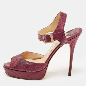 Jimmy Choo Purple Python Linda Ankle Strap Sandals Size 39, Sandals - Luxury Closet