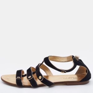 Jimmy Choo Black Suede Flat Sandals Size 36, Sandals - Luxury Closet
