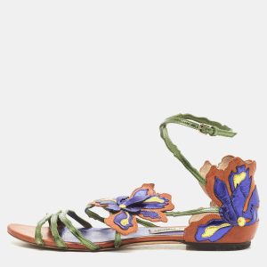 Jimmy Choo Multicolor Leather Strappy Flats Size 39, Sandals - Luxury Closet