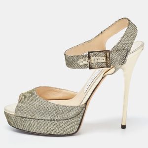 Jimmy Choo Metallic Glitter Slingback Sandals Size 37, Sandals - Luxury Closet