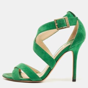 Jimmy Choo Green Suede Ankle Strap Sandals Size 36, Sandals - Luxury Closet