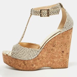 Jimmy Choo Two Tone Python Embossed Leather Pela Sandals Size 39, Sandals - Luxury Closet
