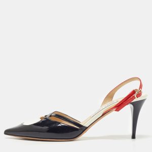 Jimmy Choo Tri Color Patent Leather Pointed Toe Slingback Sandals 40, Sandals - Luxury Closet