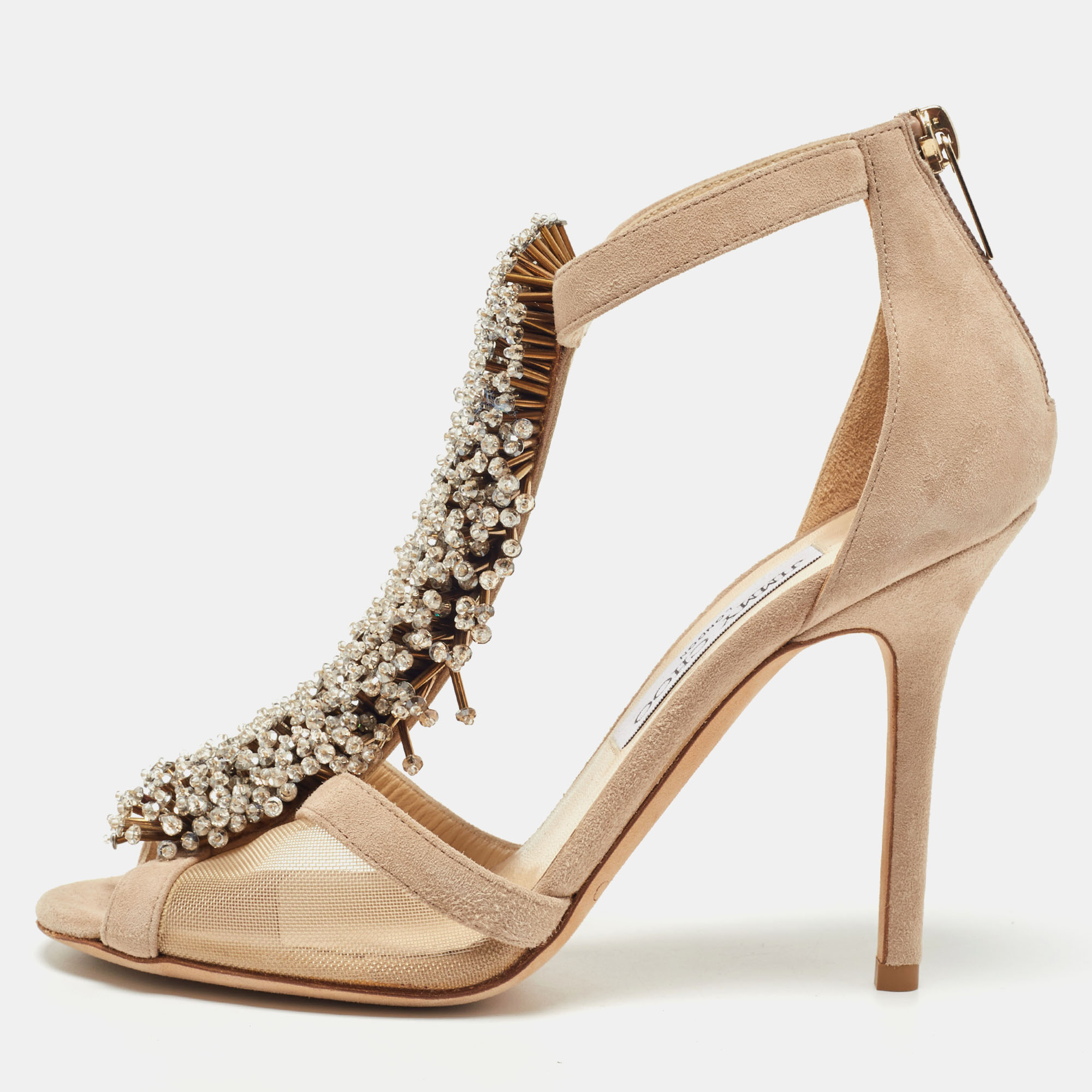 Jimmy Choo Beige Suede Feline Beaded Sandals Size 36, Sandals - Luxury Closet