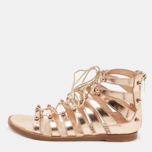 Jimmy Choo Rose Gold Leather Gigi Sandals Size 36.5, Sandals - Luxury Closet