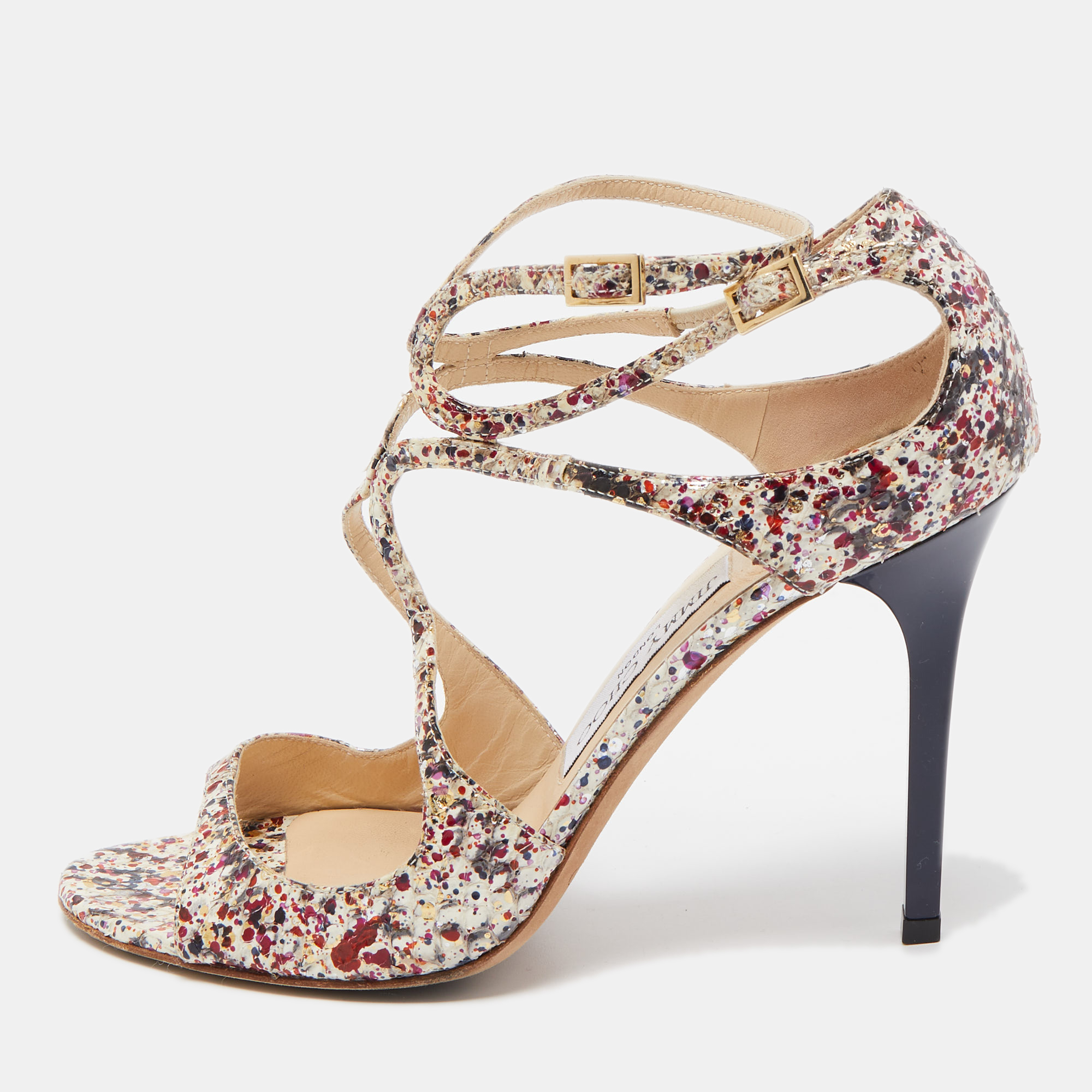 Jimmy Choo Multicolor Splash Print Python Lang Sandals Size 39, Sandals - Luxury Closet