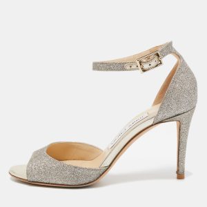 Jimmy Choo Gold Glitter Annie Ankle Strap Sandals Size 35.5, Sandals - Luxury Closet