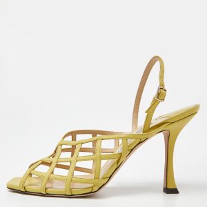Jimmy Choo Yellow Leather Saila Slingback Sandals Size 40, Sandals - Luxury Closet