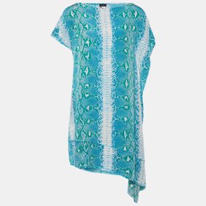 Joseph Blue Snake Printed Silk Shift Dress S, Dresses - Luxury Closet