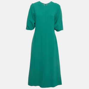 Joseph Green Stretch Crepe Puff Sleeve Midi Dress L, Dresses - Luxury Closet catalog