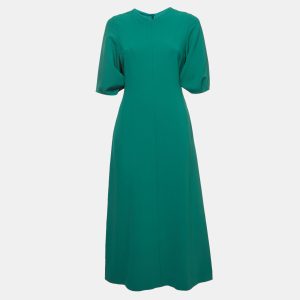 Joseph Green Stretch Crepe Puff Sleeve Midi Dress S, Dresses - Luxury Closet catalog