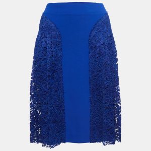 Joseph Blue Crepe & Lace Paneled Skirt S, Skirts - Luxury Closet catalog