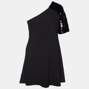 Just Cavalli Black Sequin Embellished Paneled One Shoulder Dress L, Dresses - Luxury Closet catalog