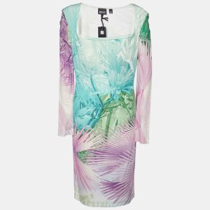 Just Cavalli Multicolor Tropical Print Jersey Off-Shoulder Dress XL, Dresses - Luxury Closet
