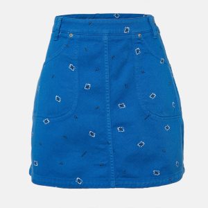 Kenzo Blue Printed Denim Mini Skirt M, Skirts - Luxury Closet