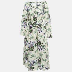 Kenzo Off White Floral Print Cotton & Linen Belted Maxi Dress L, Dresses - Luxury Closet catalog