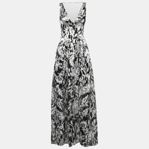 Lela Rose Monochrome Lurex Ikat Patterned Jacquard Sheer Yoke Sleeveless Gown XS, Dresses - Luxury Closet
