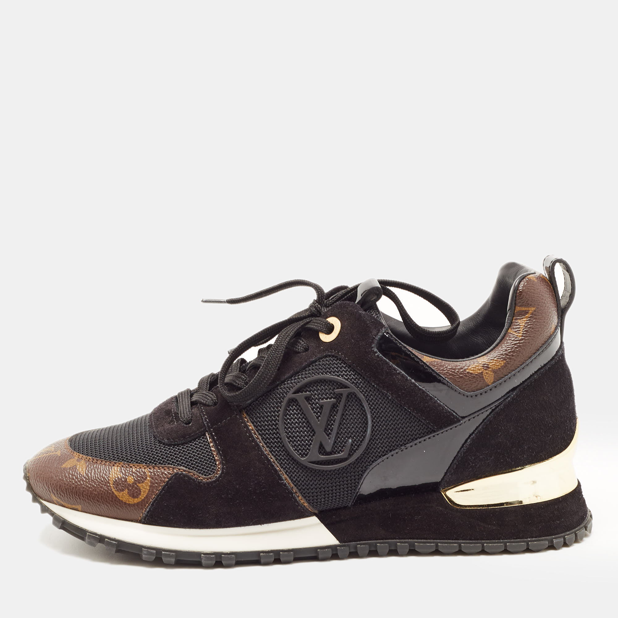 Louis Vuitton Black/Brown Mesh and Monogram Canvas Run Away Sneakers Size 38, Athletic Shoes & Sneakers - Luxury Closet