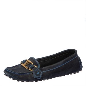 Louis Vuitton Blue Suede Logo Slip On Loafers Size 36.5, Loafers & Slip-Ons - Luxury Closet catalog