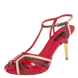 Louis Vuitton Multicolor Patent Leather Platform T Strap Sandals Size 37, Sandals - Luxury Closet