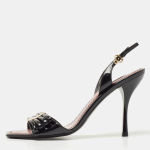 Louis Vuitton Black Patent Leather Sligback Sandals Size 38, Sandals - Luxury Closet