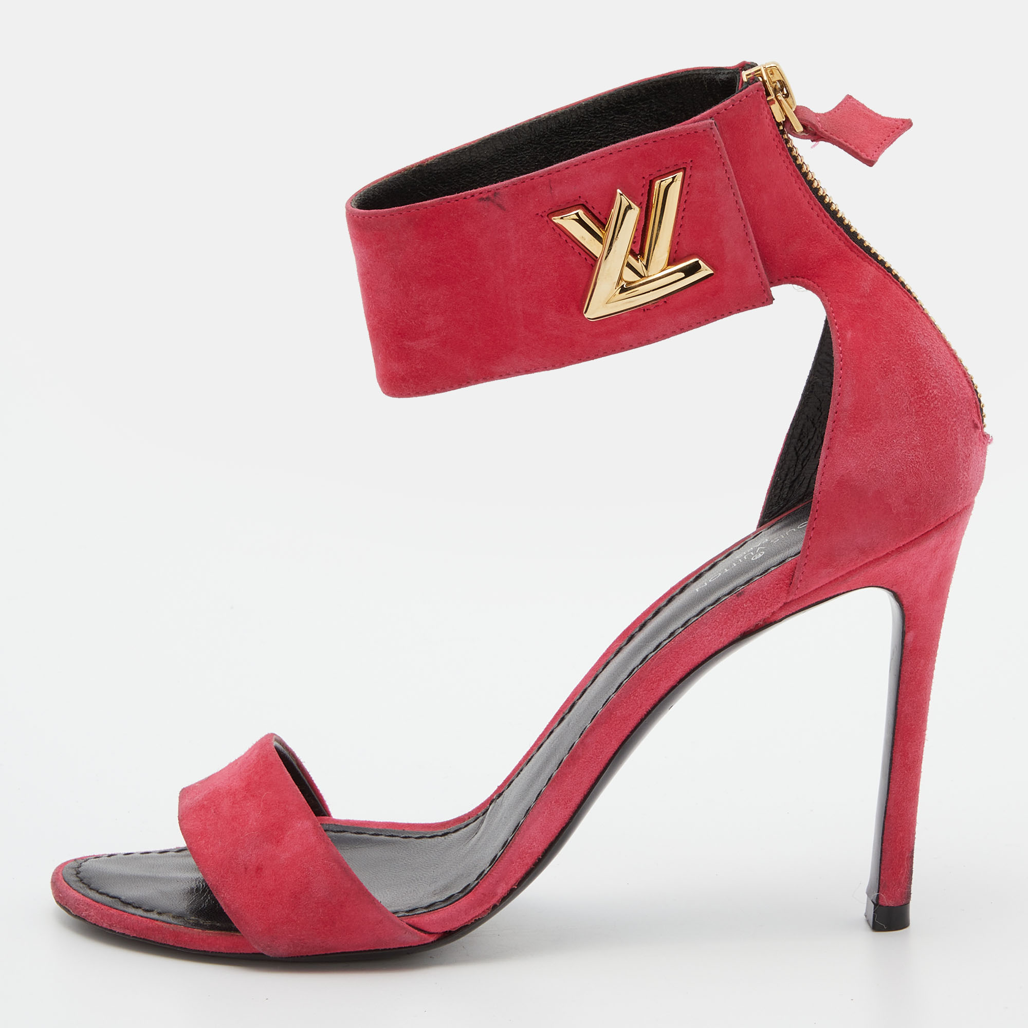 Louis Vuitton Pink Suede Twist Sandals Size 38.5, Sandals - Luxury Closet