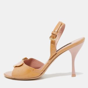 Louis Vuitton Beige Patent Leather Butterfly Slingback Sandals Size 36.5, Sandals - Luxury Closet