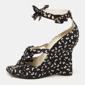 Louis Vuitton Black Canvas  Bow Ankle Strap Sandals Size 38.5, Sandals - Luxury Closet