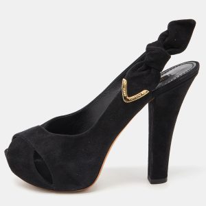 Louis Vuitton Black Suede Tonka Slingback Sandals Size 36.5, Sandals - Luxury Closet