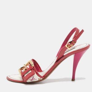 Louis Vuitton Red/White Monogram Canvas and Patent Slingback Sandals Size 36, Sandals - Luxury Closet