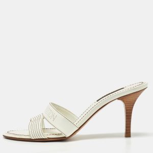 Louis Vuitton White Patent Leather Slide Sandals Size 37, Sandals - Luxury Closet