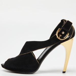 Louis Vuitton Black Leather and Suede Slingback Sandals Size 41, Sandals - Luxury Closet