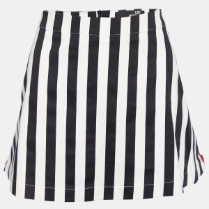 Love Moschino Black & White Striped Cotton Contrast Zip Detail Mini Skirt M, Skirts - Luxury Closet