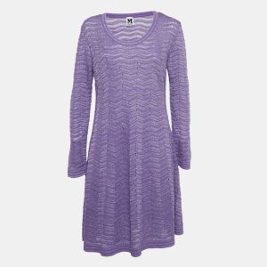 M Missoni Purple Patterned Lurex Knit Short Dress L, Dresses - Luxury Closet catalog