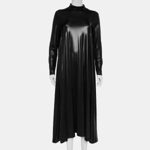 Maison Martin Margiela Black Metallic Knit Turtleneck Flared Maxi Dress S, Dresses - Luxury Closet