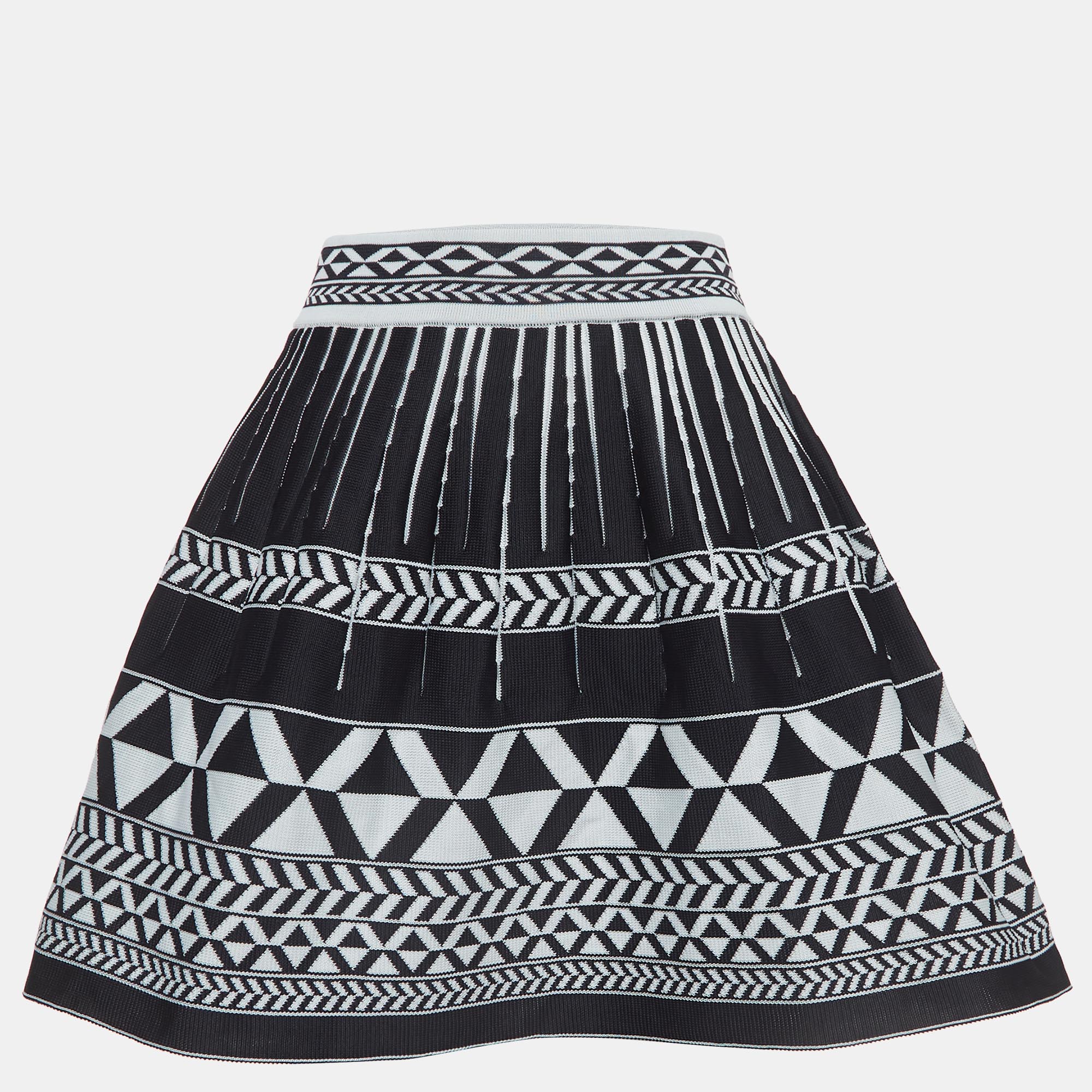 Maje Navy Blue Patterned Knit Flared Mini Skirt S, Skirts - Luxury Closet catalog