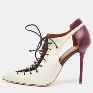 Malone Souliers Off White/Purple Leather Montana Lace Up Pumps Size 39.5, Pumps - Luxury Closet catalog