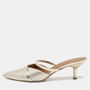 Malone Souliers Gold Leather Frankie Mules Size 38.5, Sandals - Luxury Closet