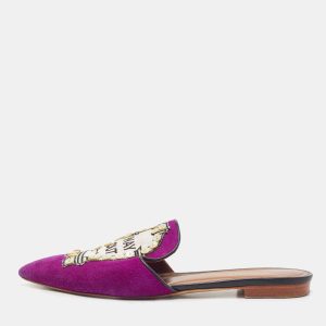 Malone Souliers Purple Canvas  And Suede Mules Size 38.5, Sandals - Luxury Closet