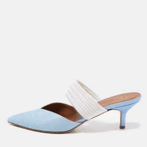 Malone Souliers Blue Raffia Maisie Mules Size 38.5, Sandals - Luxury Closet
