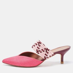 Malone Souliers Pink Raffia Maisie Mules Size 37.5, Sandals - Luxury Closet