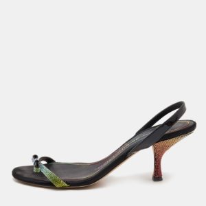Marco de vincenzo Black Patent Embellished Slingback Sandals Size 40, Sandals - Luxury Closet