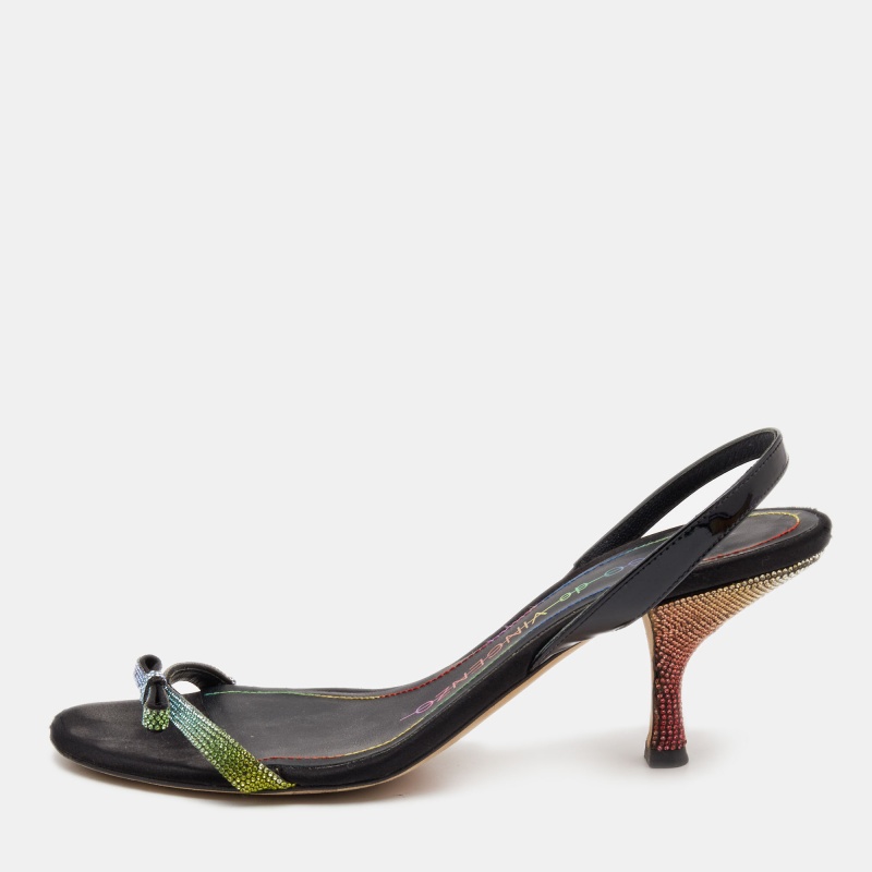 Marco de vincenzo Black Patent Embellished Slingback Sandals Size 40, Sandals - Luxury Closet
