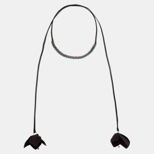 Marni Flower Fabric Crystal Leather Wrap Necklace, Jewelry - Luxury Closet catalog